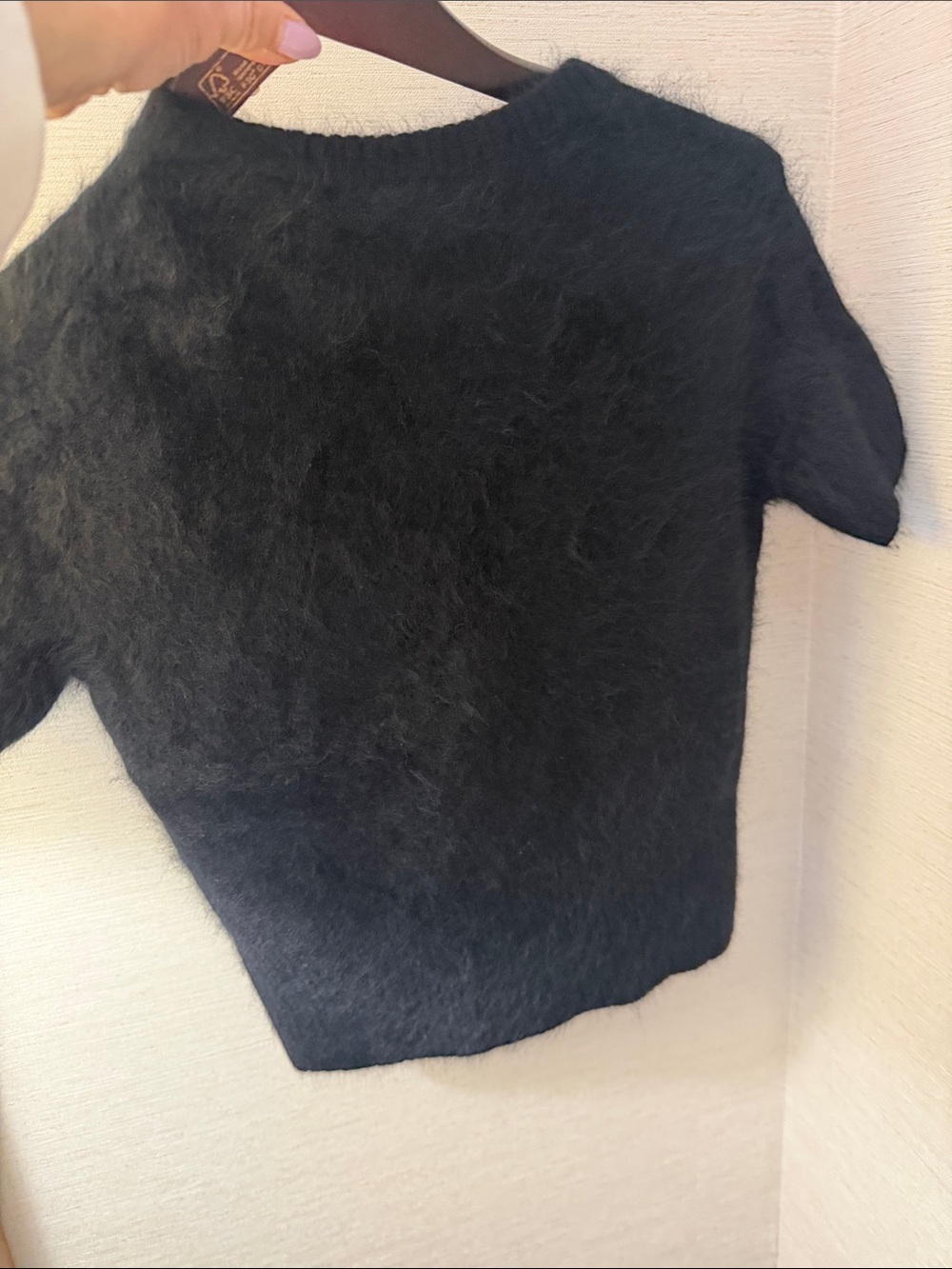 Free People Belle Brushed Cashmere Tee Black NWT small - Picture 6 of 8